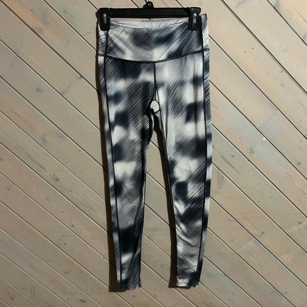 Athleta Leggings XS High Rise Workout Yoga Running Black White Tie‎ Dye